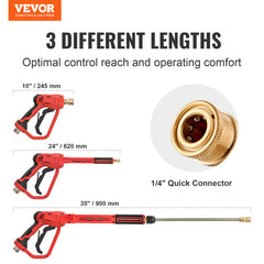 High Pressure Washer Gun, 4000 PSI, Power Washer Spay Gun with Replacement Extension Wand, M22-14mm Inlet & 1/4`` Outlet Hose Connector Foam Gun, Pressure Washer Handle with 5 Nozzle Tips