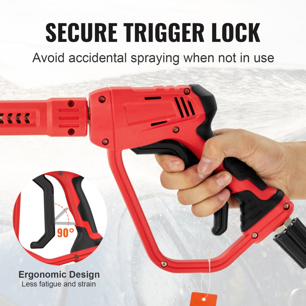 High Pressure Washer Gun, 4000 PSI, Power Washer Spay Gun with Replacement Extension Wand, M22-14mm Inlet & 1/4`` Outlet Hose Connector Foam Gun, Pressure Washer Handle with 5 Nozzle Tips