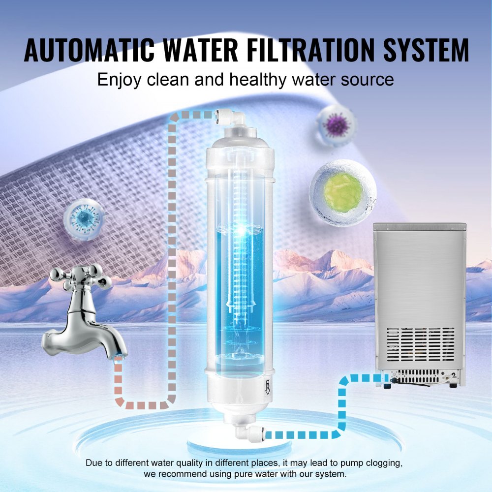 110V Commercial Ice Maker Machine 70LBS/24H with 24LBS Bin, Stainless Steel Automatic Operation Under Counter Ice Machine for Home Bar, Include Water Filter, Scoop, Connection Hose