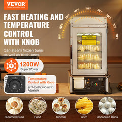 Commercial Food Warmer Display 5-Tier Food Steamer Buns Warmer Electric