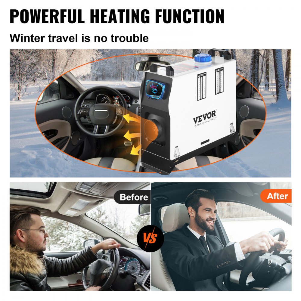 Diesel Air Heater All In one, One Air Outlet, 8KW Diesel Heater 12V, Fast Heating, Diesel Parking Heater with Red LCD Switch, Remote Control For Car, RV Truck, Boat, Campervans and Caravans