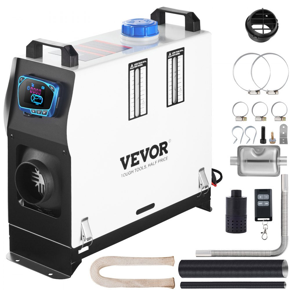 Diesel Air Heater All In one, One Air Outlet, 8KW Diesel Heater 12V, Fast Heating, Diesel Parking Heater with Red LCD Switch, Remote Control For Car, RV Truck, Boat, Campervans and Caravans