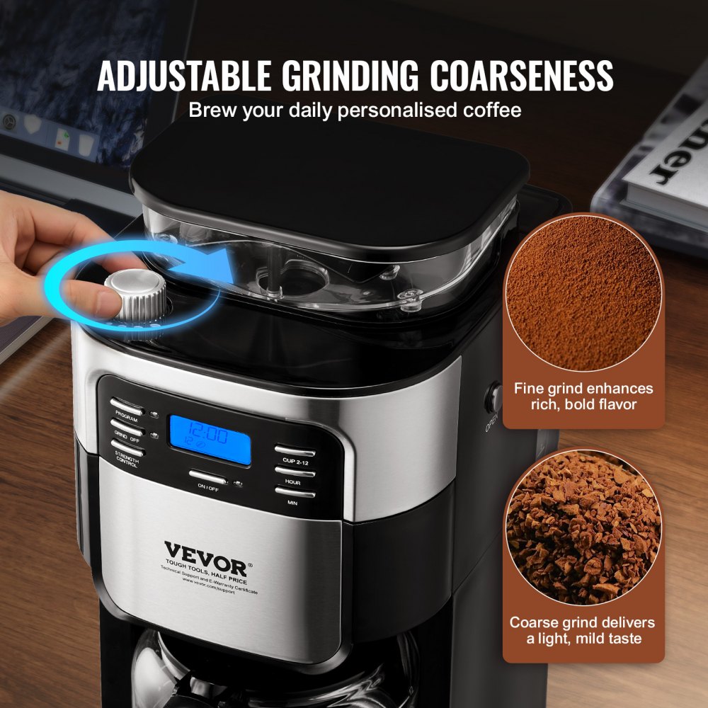 12-Cup Coffee Maker Drip Coffee Machine with 24-Hour Timer for Auto Brew