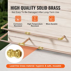 12-piece set of 1/2-inch brass push-fit straight pipe fittings displayed on a white background.