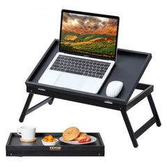 Bed Tray Table with Foldable Legs, Bamboo Breakfast Tray for Sofa, Bed, Eating, Snacking, and Working, Adjustable Tabletop Slope Serving Laptop Desk Tray, Portable Food Snack Platter, 20"x12.2"