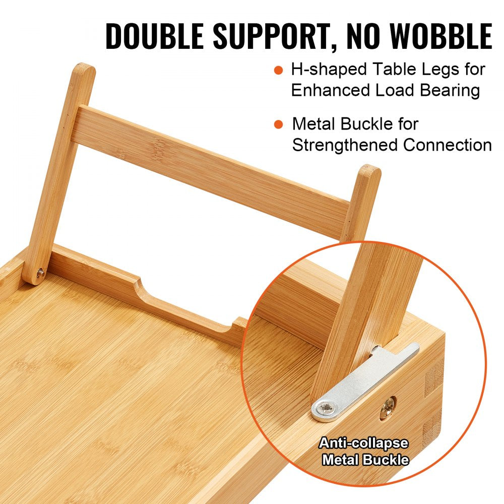 2-Pack Bed Tray Table with Foldable Legs, Bamboo Breakfast Tray for Sofa, Bed, Eating, Snacking, and Working, Folding Serving Laptop Desk Tray, Portable Food Snack Platter for Picnic, 15.7"x11"