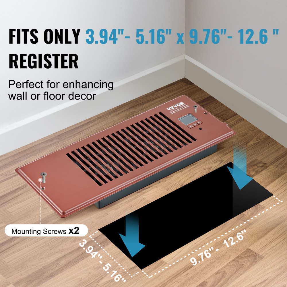 Register Booster Fan, Quiet Vent Booster Fan Fits 4” x 12” Register Holes, with Remote Control and Thermostat Control, Adjustable Speed for Heating Cooling Smart Vent, Brown