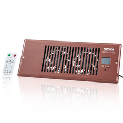 Register Booster Fan, Quiet Vent Booster Fan Fits 4” x 12” Register Holes, with Remote Control and Thermostat Control, Adjustable Speed for Heating Cooling Smart Vent, Brown