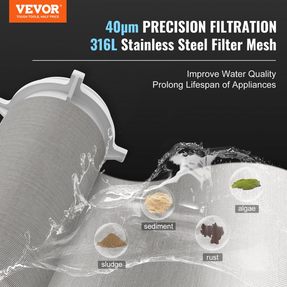 Spin Down Filter, 40 Micron Whole House Sediment Filter for Well Water, 1" MNPT + 3/4" FNPT, 8 T/H High Flow Rate, for Whole House Water Filtration Systems, Well Water Sediment Filter