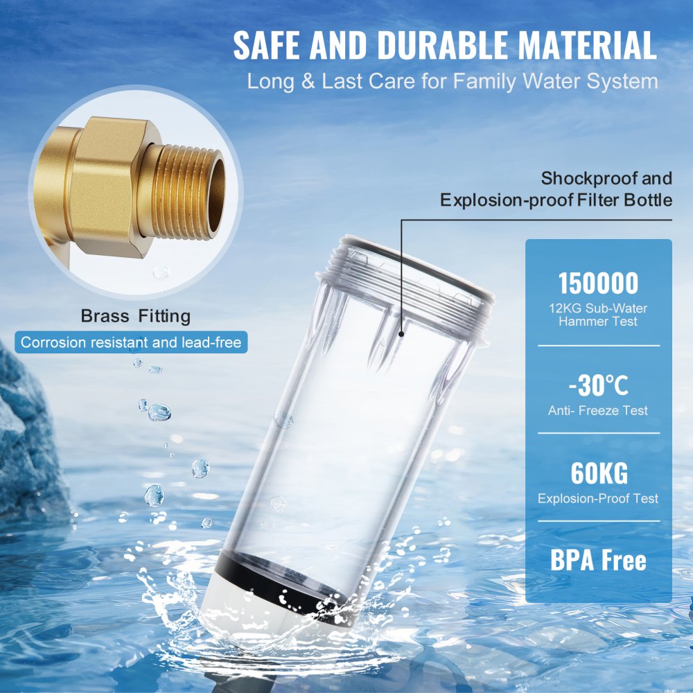 Spin Down Filter, 40 Micron Whole House Sediment Filter for Well Water, 1" MNPT + 3/4" FNPT, 8 T/H High Flow Rate, for Whole House Water Filtration Systems, Well Water Sediment Filter