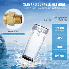Spin Down Filter, 40 Micron Whole House Sediment Filter for Well Water, 1" MNPT + 3/4" FNPT, 8 T/H High Flow Rate, for Whole House Water Filtration Systems, Well Water Sediment Filter