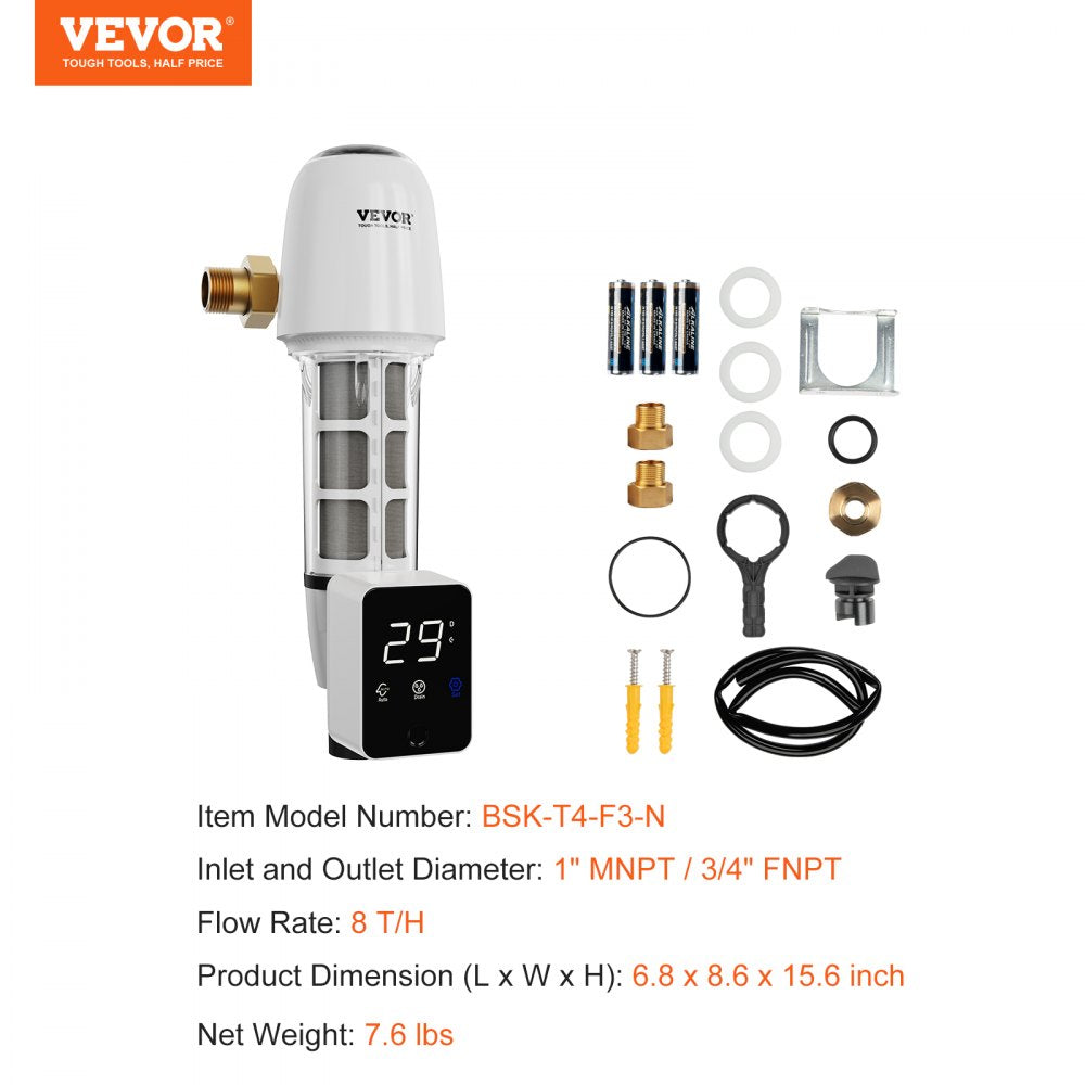 Spin Down Filter, 40 Micron Whole House Sediment Filter for Well Water, 1" MNPT + 3/4" FNPT, 8 T/H High Flow Rate, for Whole House Water Filtration Systems, Well Water Sediment Filter