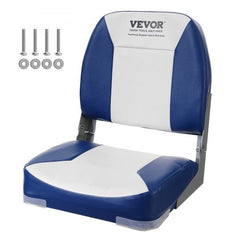 Boat Seat, 18.9" Low Back Boat Seat, Folding Boat Chair with Thickened Sponge Padding and Hinge, Fold-Down Boat Captain Chair for Fishing Boat, Sightseeing Boat, Speedboat, Canoe, 1-Piece