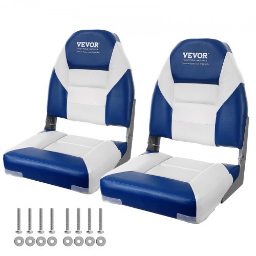Boat Seats, 21.85" High Back Boat Seat, Folding Boat Chair with Thickened Sponge Padding and Hinge, Fold-Down Boat Captain Chairs for Fishing Boat, Sightseeing Boat, Speedboat, Canoe, 2-Pack