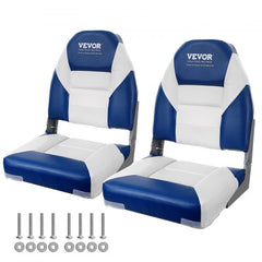 Boat Seats, 21.85" High Back Boat Seat, Folding Boat Chair with Thickened Sponge Padding and Hinge, Fold-Down Boat Captain Chairs for Fishing Boat, Sightseeing Boat, Speedboat, Canoe, 2-Pack