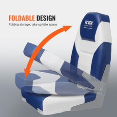Boat Seats, 21.85" High Back Boat Seat, Folding Boat Chair with Thickened Sponge Padding and Hinge, Fold-Down Boat Captain Chairs for Fishing Boat, Sightseeing Boat, Speedboat, Canoe, 2-Pack