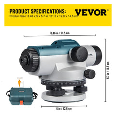 Automatic Optical Level 24X Optical Auto Level Kit High Precision Height/Distance/Angle Level Measure Builders Level with Magnetic Dampened Compensator and Transport Lock, IP54 Waterproof