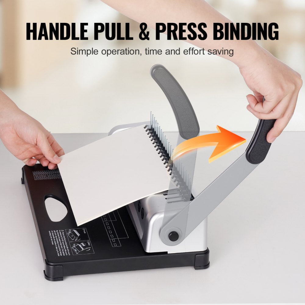 Binding Machine, Comb Binding Machine 21-Holes Binding 450 Sheets, Book Binder Machine with 100 PCS 3/8`` Comb Binding Spines, for Letter Size, A4, A5