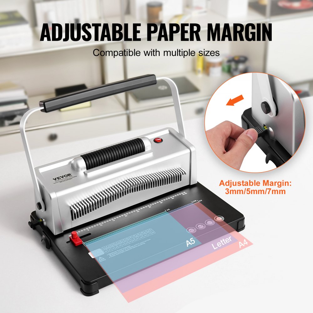 Coil Spiral Binding Machine, Manual Book Maker with Electric Binding, 46-Holes Binding 500 Sheets Punch Binder, with 100pcs 5/16`` Coil Binding Spines, for Letter Size, A4, A5