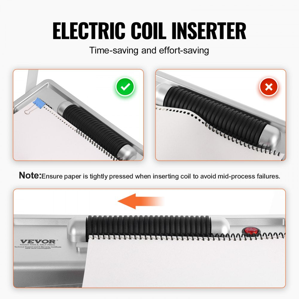 Coil Spiral Binding Machine, Manual Book Maker with Electric Binding, 46-Holes Binding 500 Sheets Punch Binder, with 100pcs 5/16`` Coil Binding Spines, for Letter Size, A4, A5