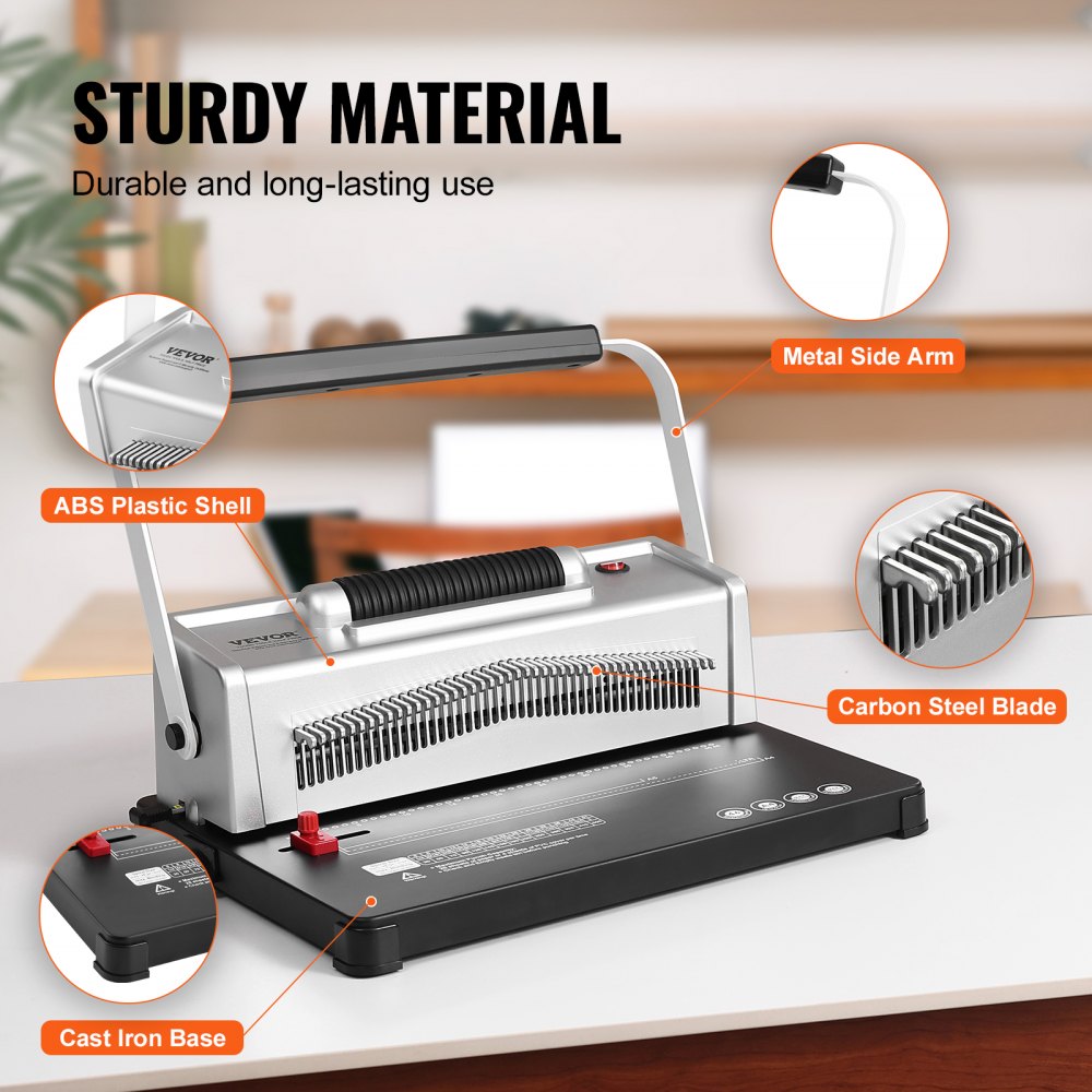 Coil Spiral Binding Machine, Manual Book Maker with Electric Binding, 46-Holes Binding 500 Sheets Punch Binder, with 100pcs 5/16`` Coil Binding Spines, for Letter Size, A4, A5
