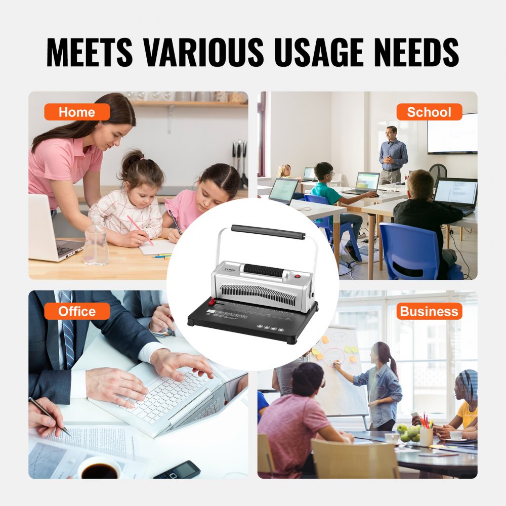 Coil Spiral Binding Machine, Manual Book Maker with Electric Binding, 46-Holes Binding 500 Sheets Punch Binder, with 100pcs 5/16`` Coil Binding Spines, for Letter Size, A4, A5