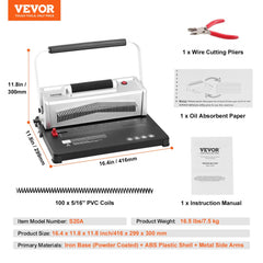 Coil Spiral Binding Machine, Manual Book Maker with Electric Binding, 46-Holes Binding 500 Sheets Punch Binder, with 100pcs 5/16`` Coil Binding Spines, for Letter Size, A4, A5