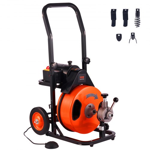 Bostome 75FT drain cleaning machine with auto feed for 1"-4" pipes and 75ft steel core cable.