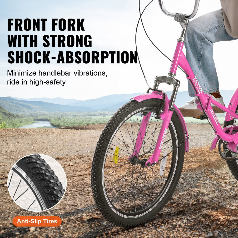 Folding Adult Tricycle, 26-Inch Adult Folding Trikes, Carbon Steel 3 Wheel Cruiser Bike with Large Basket & Adjustable Seat, Shopping Picnic Foldable Tricycles for Women, Men, Seniors (Pink)