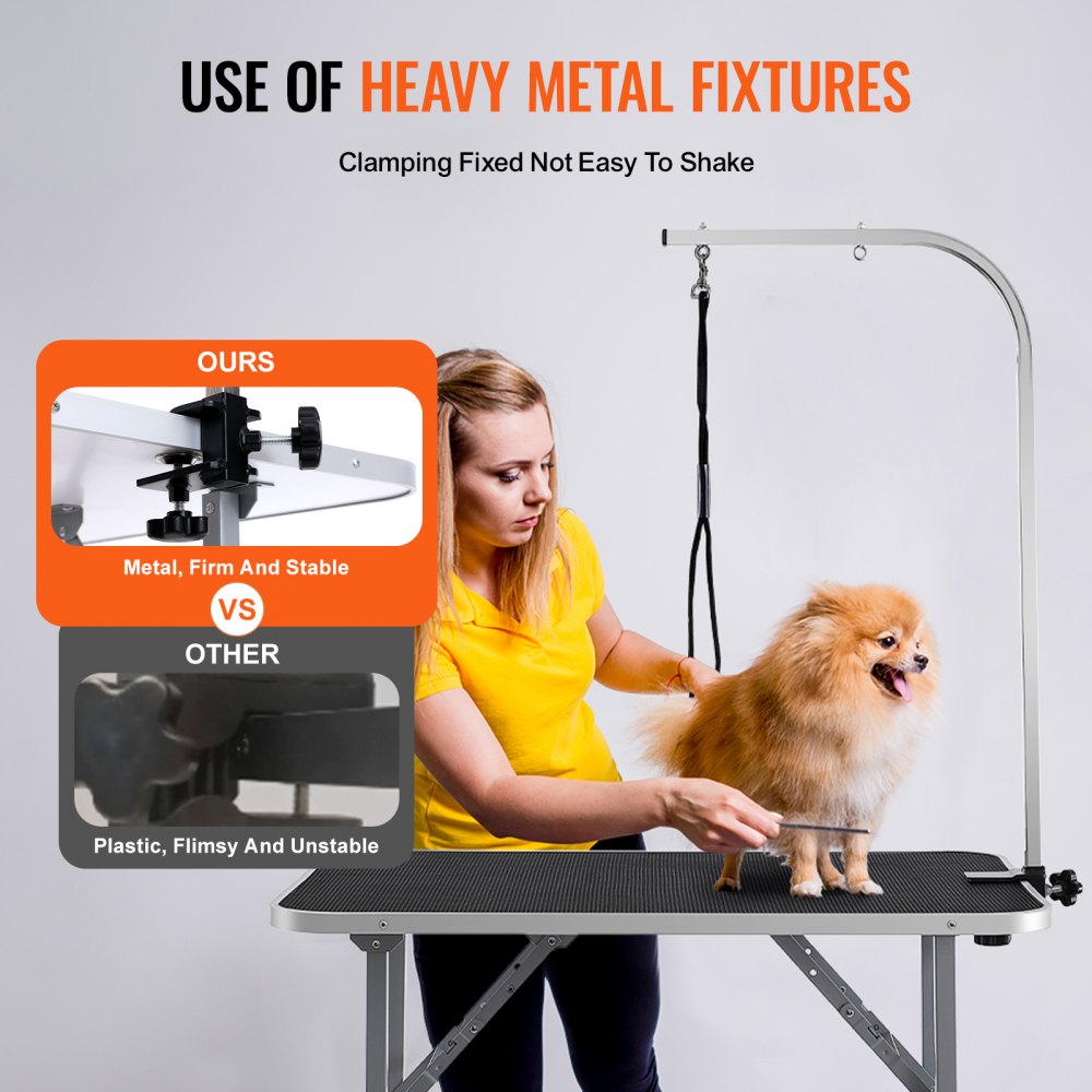Pet Grooming Table Arm with Clamp, 36``x24`` Dog Grooming Station, Foldable Pets Grooming Stand for Medium and Small Dogs, Free No Sit Haunch Holder with Grooming Loop, Bearing 330lbs