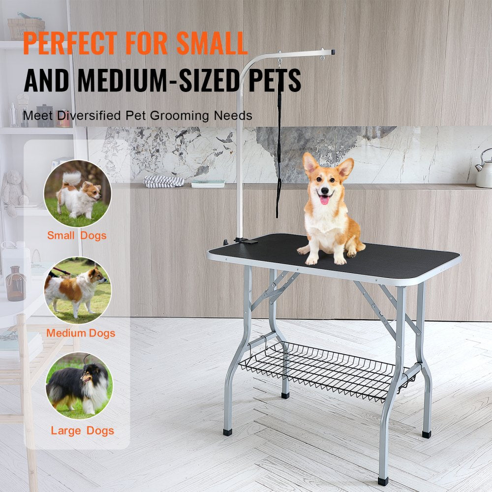 Pet Grooming Table Arm with Clamp, 36``x24`` Dog Grooming Station, Foldable Pets Grooming Stand for Medium and Small Dogs, Free No Sit Haunch Holder with Grooming Loop, Bearing 330lbs