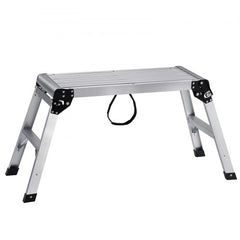 Aluminum folding work platform with a non-slip surface and 330 lbs capacity at 20" height.