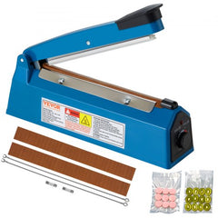 Impulse Sealer 8 inch, Manual Heat Seal Machine with Adjustable Heating Mode, ABS Shrink Wrap Bag Sealers for Plastic Mylar PE PP Bags, Portable Poly Bag Sealing Machine with Extra Replace Kit