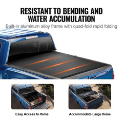 Quad-Fold Tonneau Cover Truck Bed Cover for 2002-2024 Dodge Ram 1500 PVC