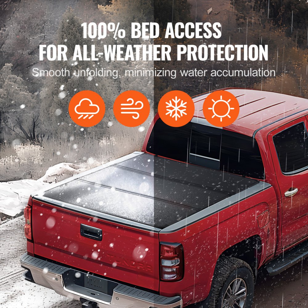 Tri-Fold Truck Bed Tonneau Cover, Compatible with 2014-2024 Toyota Tundra (NOT FIT Trail Special Edition with Storage Boxes), Fleetside 5.5` (67") Short Bed 2023, 400 lbs Load Capacity, Black