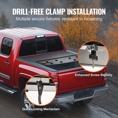 Tri-Fold Truck Bed Tonneau Cover, Compatible with 2014-2024 Toyota Tundra (NOT FIT Trail Special Edition with Storage Boxes), Fleetside 5.5` (67") Short Bed 2023, 400 lbs Load Capacity, Black