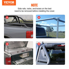 Tri-Fold Truck Bed Tonneau Cover, Compatible with 2015-2024 Ford F-150, 6.5` (79") Bed, Only Fit 6.5` x 5.4` (79" x 65.2") Inside Bed, 400 lbs Load Capacity, LED Light, Quick Folding, Black