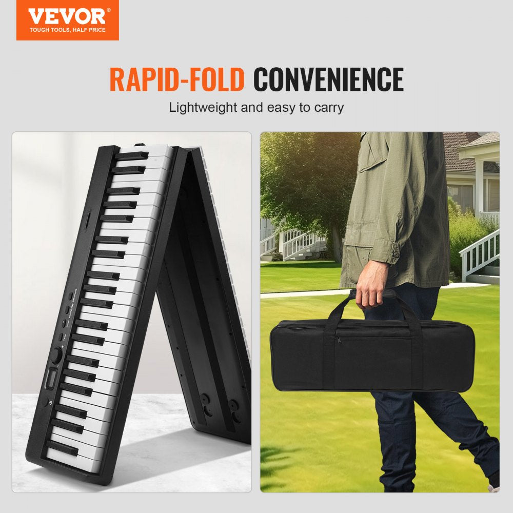 88 Key Folding Keyboard Piano Portable Foldable Piano Bluetooth MIDI Black