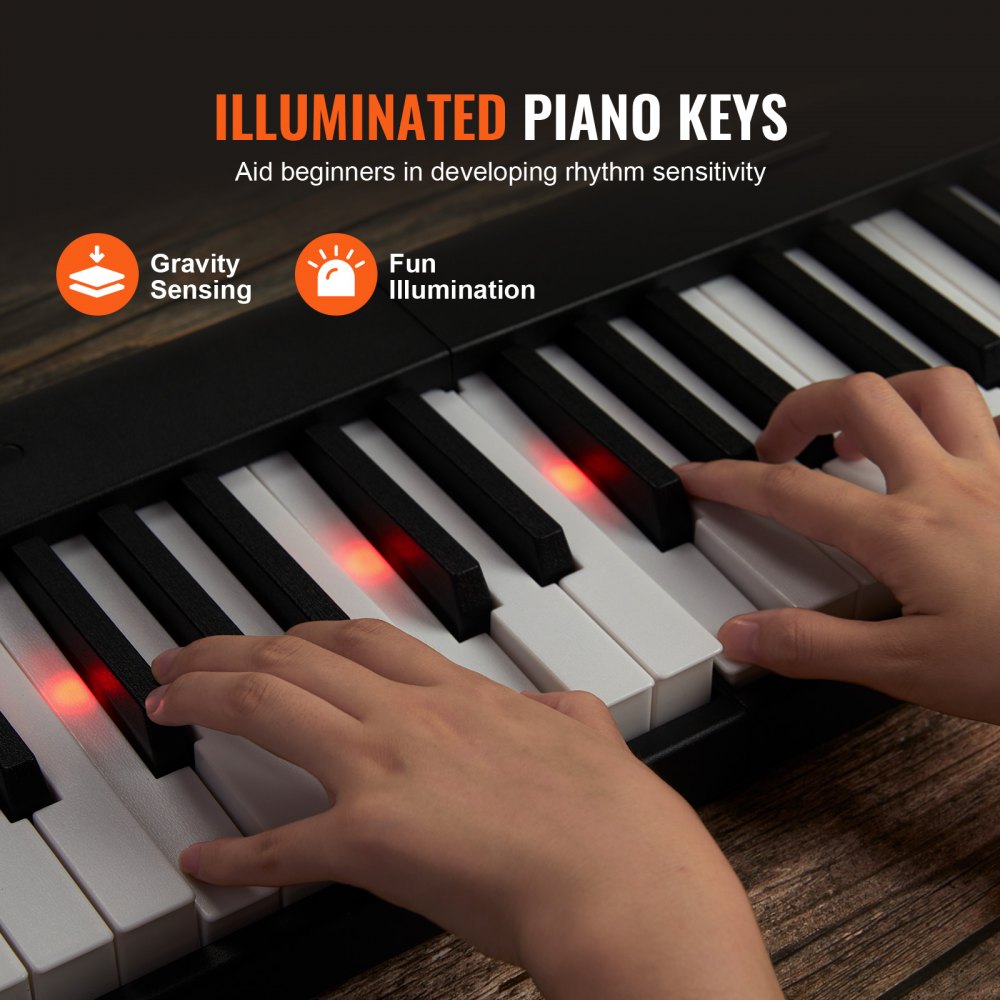 88 Key Folding Keyboard Piano Portable Foldable Piano Bluetooth MIDI Black