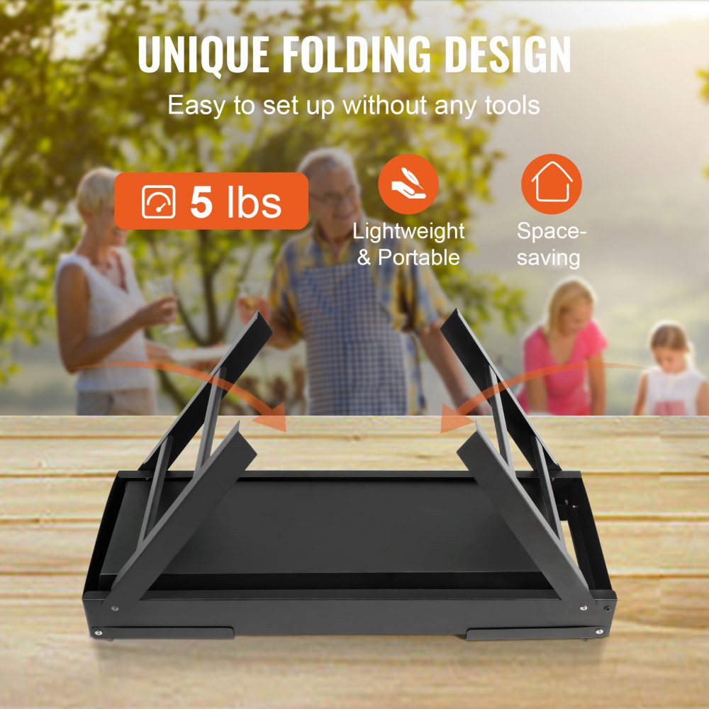 23 inch Portable Charcoal Grill, Compact Foldable Grill, Heavy Duty Steel BBQ Grill, Mini Smoker for Travel, Outdoor Cooking, Barbecue Camping, Picnic, Patio Black