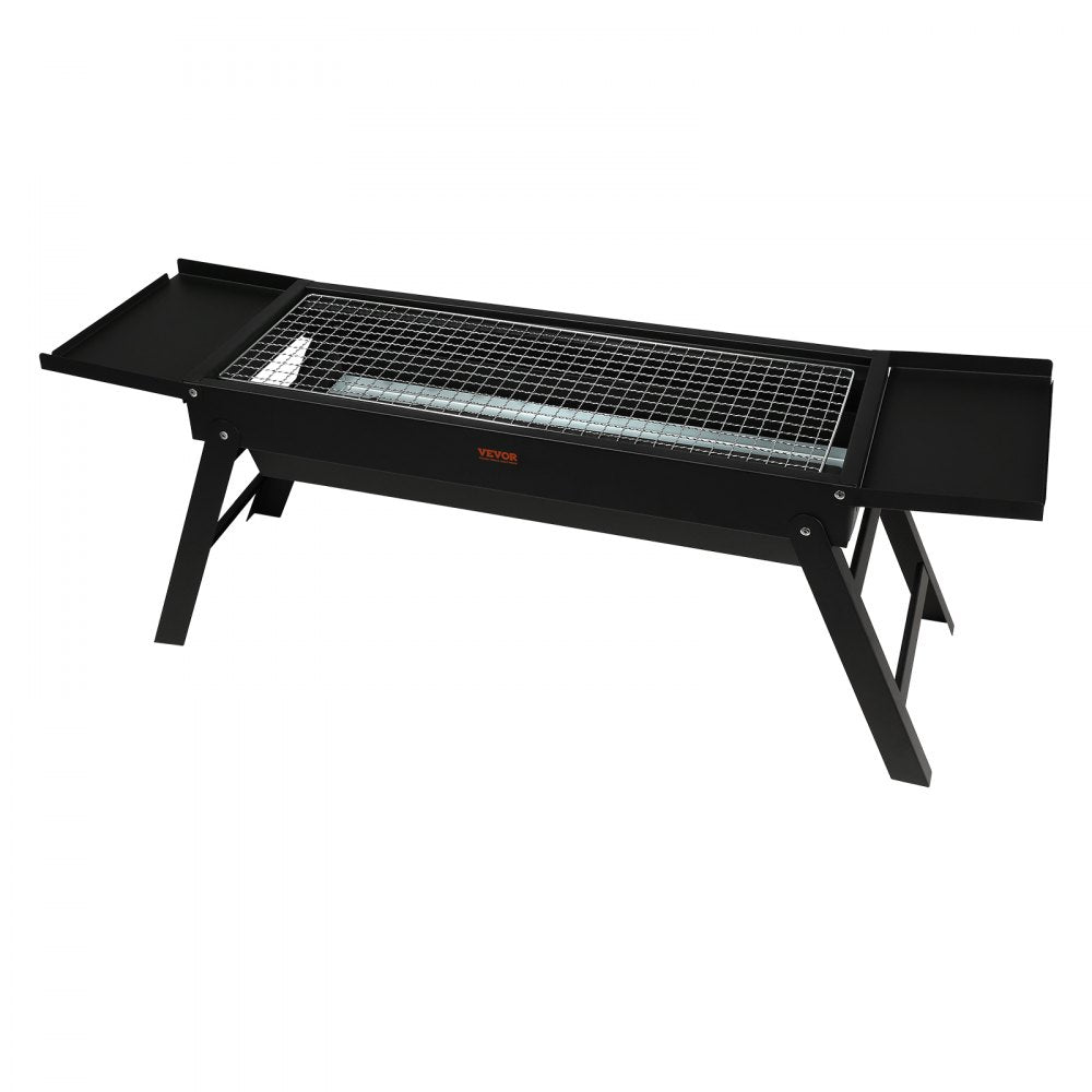 23 inch Portable Charcoal Grill, Compact Foldable Grill, Heavy Duty Steel BBQ Grill, Mini Smoker for Travel, Outdoor Cooking, Barbecue Camping, Picnic, Patio Black