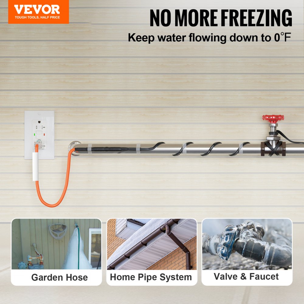 Bostome 9FT self-regulating pipe heating cable with waterproof design for freeze protection.