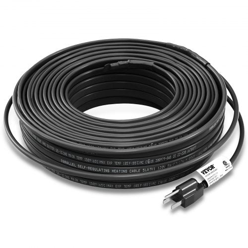 Bostome 120ft self-regulating pipe heating cable with 5W/ft output for winter protection.