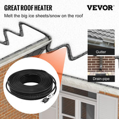 Self-Regulating Pipe Heating Cable, 140-feet 5W/ft Heat Tape for Pipes, Roof Snow Melting De-icing, Gutter and Pipe Freeze Protection, 120V