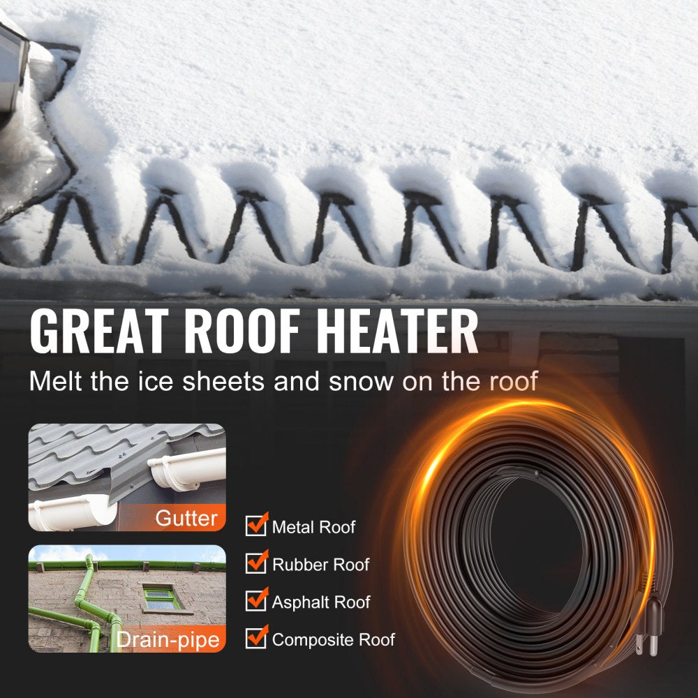 Bostome 120FT self-regulating pipe heating cable with a 6FT power cord for easy installation.