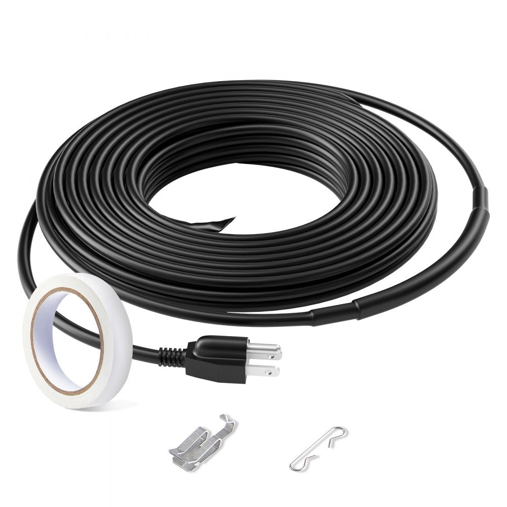 Self-regulating pipe heating cable, 12FT long, designed to prevent frozen pipes in winter.