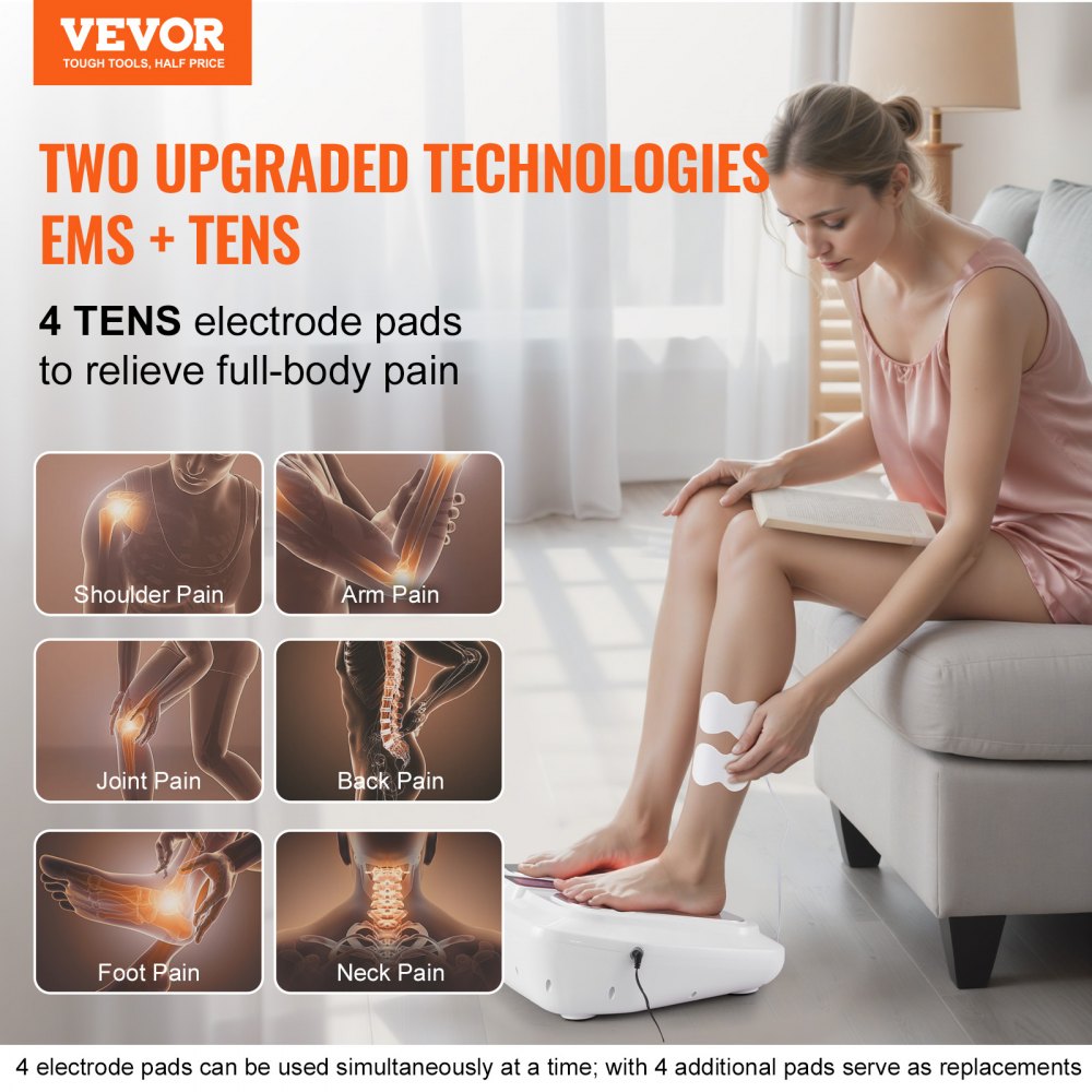 Foot Circulation Stimulator with Heat EMS & TENS Foot Neuropathy Massager