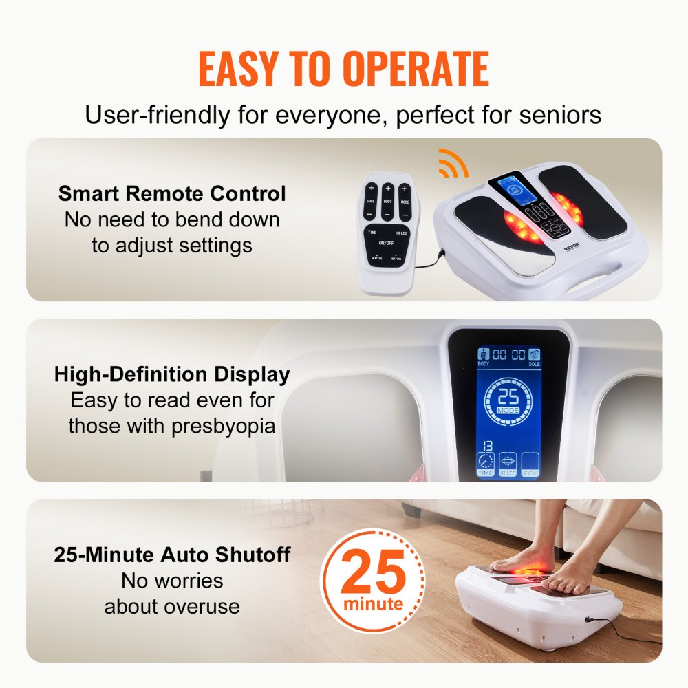 Foot Circulation Stimulator with Heat EMS & TENS Foot Neuropathy Massager