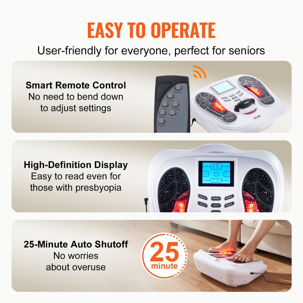 Foot Circulation Stimulator EMS & TENS Foot Neuropathy Massager 25 Modes
