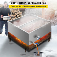 2`x2` Flow Divided Maple Syrup Pan w/Valve, Therm, Plugs. Evaporator